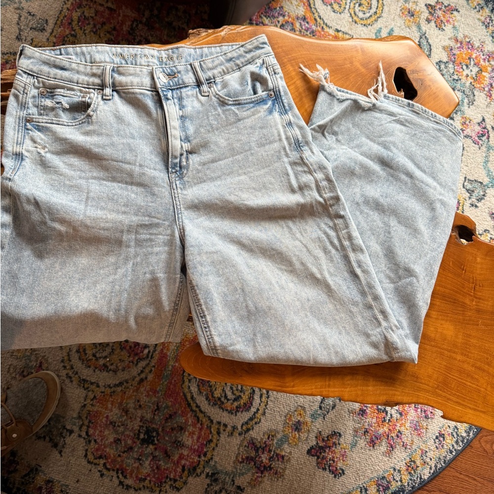 American Eagle Light Blue Women's Wide Leg Jeans, 10S